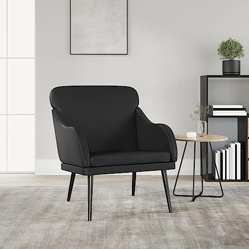 Owoxanthellate Relaxsessel Schwarz Kunstleder 63x76x80 cm Ohrensessel mit Metallgestell Modernes Design Bequem & Langlebig für Wohnzimmer Home Office und Schlafzimmer
