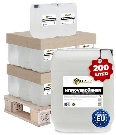 MRM Chemicals Nitroverdünner – Leistungsstarke Nitroverdünnung für Farben & Lacke | Zum Verdünnen & Reinigen von Werkzeugen | 20 × 10 L (200 L) | Profi-Qualität