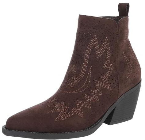 Ital Design Damen Stiefeletten mit Reißverschluss und Blockabsatz, spitze Form
