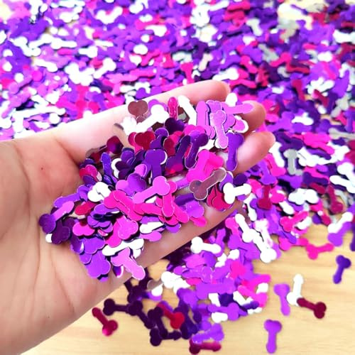 Tourima 15 g Penis Konfetti, JGA Deko Frauen für Junggesellinnenabschied | Buntes Streukonfetti in Pink, Lila und Silber, insgesamt 15 g; ideal als JGA Tischdeko für Braut, Team Bride und Mädelsabend.