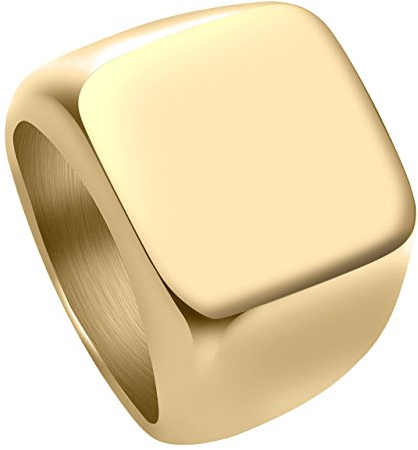 Personalized Master Personalisiert Gravur - Edelstahl Ring Glänzend Poliert Herren Siegelring Biker Quadrat Ring Gr.58-70 (Gold, 63 (20.1))