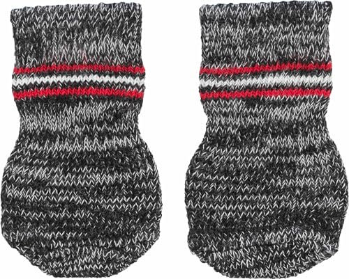 TRIXIE Hundesocken L-XL - 5 cm Pfotenbreite - 15 hoch - Anti-Rutsch-Sohle - Baumwolle mit Elasthan - bei 30 °C waschbar - grau - 19505