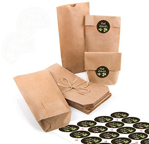 Logbuch-Verlag 24 kleine Gastgeschenke VIEL GLÜCK Hochzeit Geburtstag Silvester Verpackung Papiertüten ZUM BEFÜLLEN