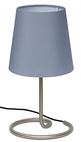 Trango 2018-05G Nachttischlampe *GREYNY* Tischleuchte mit Stoffschirm in Grau inkl. 1x E14 Fassung Fensterbanklampe, Schreibtischleuchte, Tischlampe L: 20cm – B: 10cm - H: 30cm ohne Leuchtmittel