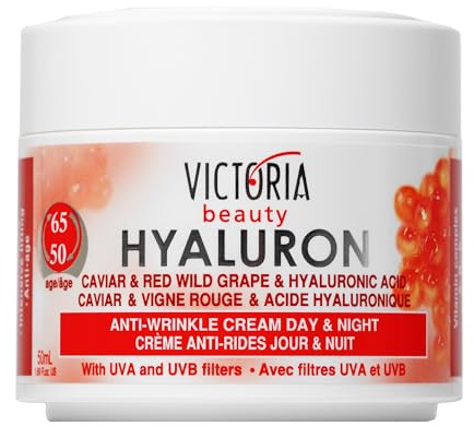 Victoria Beauty Hyaluron Creme mit Retinol, Anti Aging Gesichtscreme mit Hyaluronsäure gegen Falten, Feuchtigkeitscreme mit Kaviar für Frauen und Männer, 2 x 50ml | Anti Aging Gesichtscreme, mit Hyaluronsäure gegen Falten, Feuchtigkeitscreme mit Kaviar, für Frauen und Männer