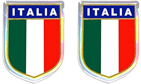 4R Quattroerre.it 32124 3D Aufkleber Italien Flagge Schild Sticker HQ, 2 Stück, 27 x 33 mm, Grün, Weiß, Rot (Green, White, Red)