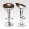 Phoenixarts Vintage Leder Barhocker 2er Set Drehbar und Höhenverstellbar Industrie Design Barstuhl Echtleder Tresen Hocker gepolstert (2, Silber braun)
