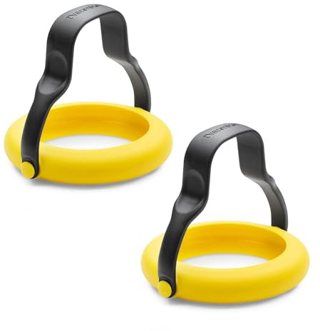 Dreamfarm Flegg 3-In-1 Flexible Silicone Egg Rings, Flippers, & Servers Safe on Non-Stick - Pack of 2, Yellow/Black