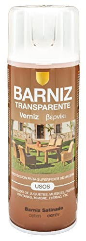 Pintura spray 400ml Barniz Satinado transparente para Metal/Madera/Plástico(Barniz Satinado,1 Bote)