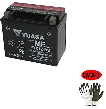Compatible avec Honda VFR F (RC24/RC24II/RC36/RC36II) 750 1990-1997 Batterie YUASA YTX12-BS (FOURNIE SCELLÉE) Batteries 12V / 10AH pour Moto Scooter SPÉCIFICATION 150X87X130MM