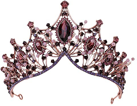 Barock Braut Kronen, Barock Strass Stirnband, Krone Kristalle, Hochzeit Diadem, Krone Strass, Diademe für Mädchen Kristall, für Braut Frauen Hochzeit Abschlussball Festzug (Kupfer Lila)