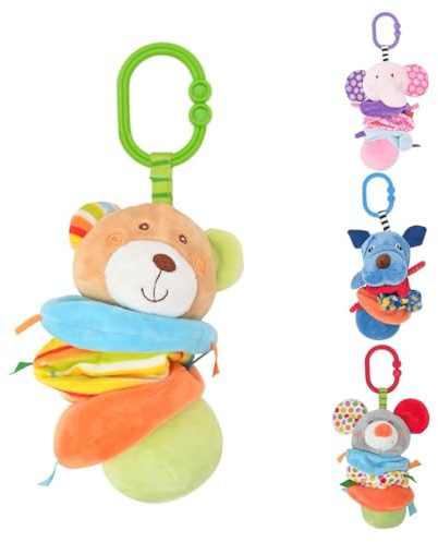 Lorelli Baby Plüschtier, Vibration, C-Ring, Faltenzonen, Greifling, Spielbogen, Farbe:beige