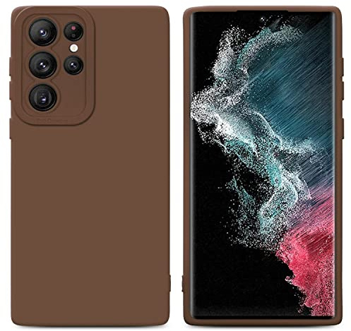Cadorabo Hülle kompatibel mit Samsung Galaxy S22 ULTRA Schutzhülle TPU Silikon Case Liquid Design mit Kameraschutz Slim Kratzfest Weiche Gummi mit Rundumschutz Case Hülle für Galaxy S22 ULTRA in Braun