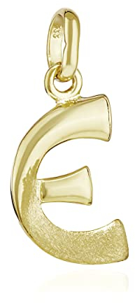 NKlaus Kettenanhänger Buchstabe E 333 Gelb Gold 8 Kt teilmatt 14x9mm Alphabet Amulett 13298