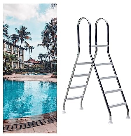 O·Lankeji Poolleiter 135cm Poolhöhe, Pool Leiter Badeleiter Boot Edelstahl, Sicherheitsleiter Pool 4 Stufen mit Handlauf, Pooltreppe für Aufstellpool, Badeleiter Pool