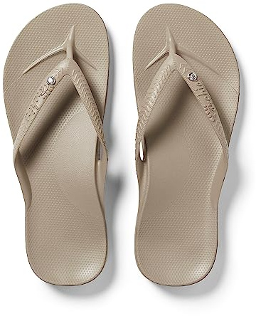 ARCHIES Arch Support Flip Flops for Men & Women – Orthotic Sandals for Plantar Fasciitis Relief – Lightweight, Cushioning, Shock-Absorbing Sandals for Walking, Foot Pain - Taupe Crystal (UK 5)