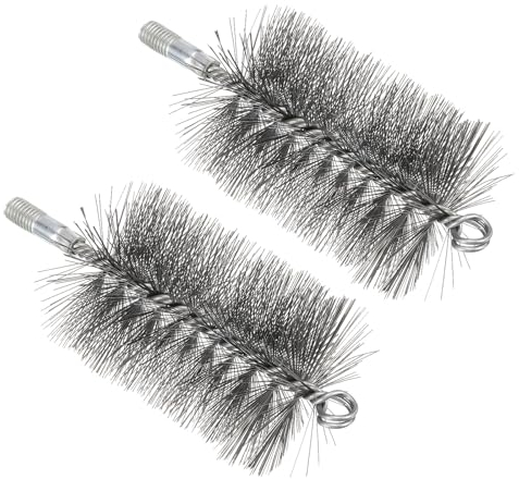 PATIKIL 3 Pulgadas Chimenea Cepillo, 2uds Chimenea Limpieza Cepillo Redondo Barrido Polietileno Acero Alambre Chimenea Limpieza Cepillo M12 Roscado, 80mm