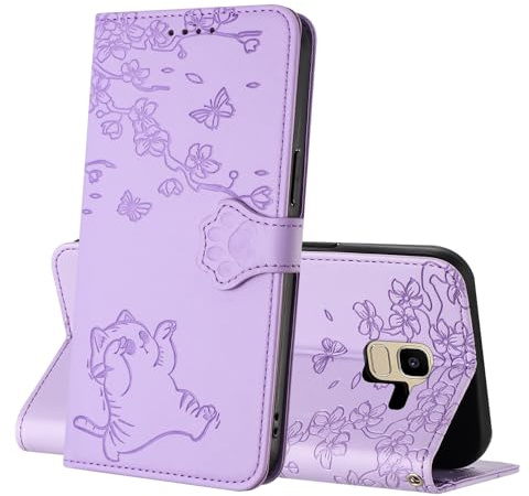NETANY Cover per Samsung Galaxy J6 2018, Flip Premium Pelle PU Libro Portafoglio Protettiva Custodia con Slot Scheda Supporto Stand Magnetica Protezione Completa Cover per Samsung J6 2018 (Porpora)