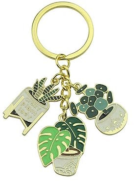 NISCAYA Succulent Plant Keychain Cute Lady Potted Key Chain Bag Pendant Car Keyring for Plant Obsessed Woman Couple Friends Gift
