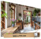 TRIOSK Sichtschutz Garten Dekoration Plane groß mit Motiv Landhaus Küche Mediterran Motivbanner Blickdicht für Terrasse Zaun Gartenzaun Gartenposter PVC Zaunblende 340x173 cm