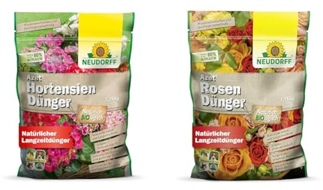 Neudorff Azet HortensienDünger – Bio Hortensiendünger mit 100 Tagen Langzeitwirkung & Azet RosenDünger