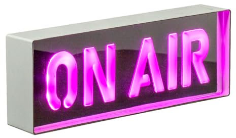 Global Gizmos 51519 - Insegna al neon On Air, in acrilico, LED rosa a risparmio energetico, alimentazione a batteria, finitura a specchio, ideale per casa, bar e pub
