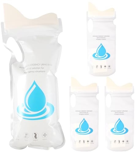 Coptiner 4 Stück Tragbar Pee Urinal mit Gel, Unisex Urinbeutel, Notfall Toilette WC mit Grif, Unterwegs Frauen, Camping Festival Toilette, Einweg-Urinbeutel WC, Kotzbeutel, Outdoor Notfall Toiletten