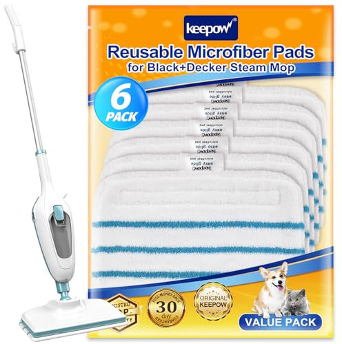 KEEPOW Lavette pour Black et Decker Balai Nettoyeur Vapeur, Compatible avec Black Decker Steam Mop FSM1630S/FSMP20, Lot de 6