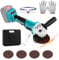 Cordless Angle Grinder, Brushless Angle Grinder Compatible with Makita 18V Battery, 115mm, 3 Speeds, 2-Position Adjustable Auxiliary Handle, for Grinding Cutting Polishing (No Battery and Charger)