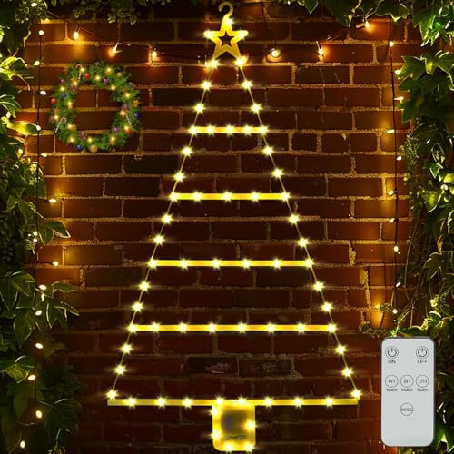 ZQEJEFD Luces Navidad Exterior Pilas, 90cm LED Escalera Luces Navidad con Temporizador,8 Modos, Impermeable LED Escalera Luces Arbol Navidad para Ventana Puerta Hogar Navidad Decoracion(Blanco Calido)