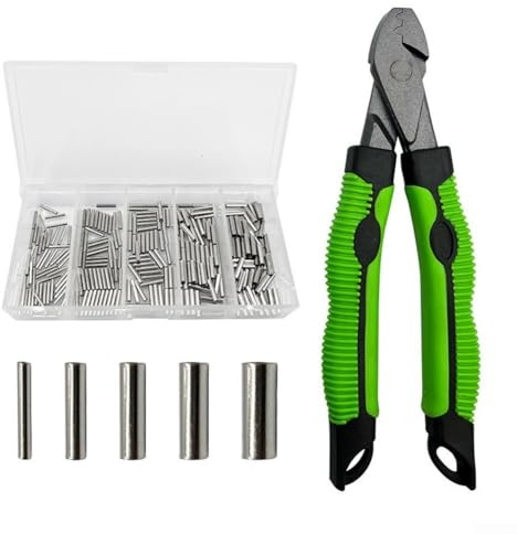 Hasaller Fishing Crimping Pliers Kit - Green - T40HH4D4XXCPED925IKK2W72GJ8GAG - 250pcs Copper Pipe & 1 Pliers