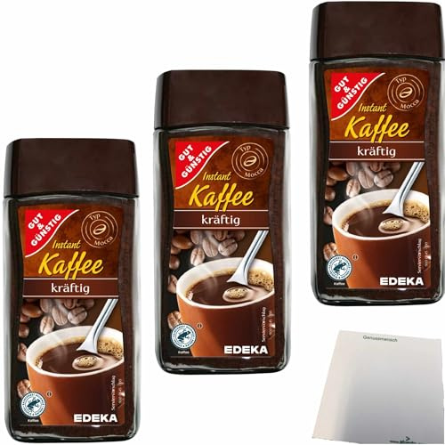 usy Bundle für Gut&Günstig Kräftig löslicher Kaffee 3er Pack (3x200g Glas) + usy Block
