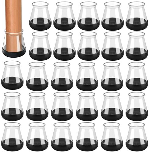 28 Pcs Chair Leg Floor Protectors, Silicone Chair Leg Covers Caps with Felt Pads, Chair Leg Sliders, Non-Slip Chair Rubber Feet Cap for Hardwood Floors/Tile from Scratches (Fit: 13-20mm)