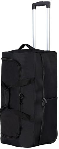 Reisetasche mit 2 Rollen Trolley Sporttasche Rollkoffer - 70 Liter - Schwarz