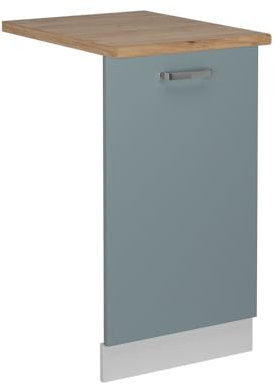 Vicco Geschirrspülblende R-Line, Geschirrspüler Fronttür, Blau-Grau, 45 cm, AP Eiche
