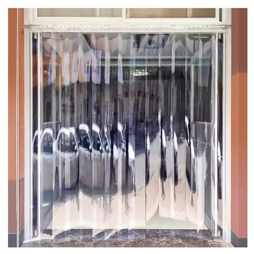 LSSHQ Tenda Porta A Strisce Plastica Tenda A Doghe in PVC Strisce per Porte in Vinile Adatto per Il Garage per Lobby Supermercato Ad Alta Trasparenza(1.3mm,0.9x2.5m)