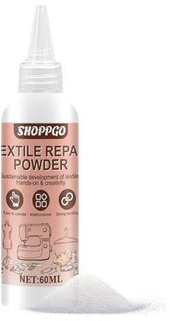 Pegamento Textil Fuerte, Fabric Glue, Textile Repair Powder, Adecuado para Algodón, Ropa, Pantalones, Lino y Cuero, Reparación de Bricolaje, Fuerte y Suave, 60 Ml
