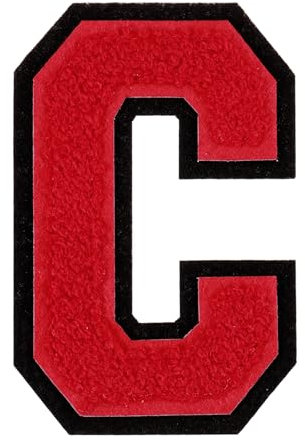 sourcing map Chenille Letter Patches, 4 Alphabet C Iron on Patches Decorative Repair Sew on Appliques for Repairing Clothing Jeans Shoes Hats DIY (Black Edge Red)