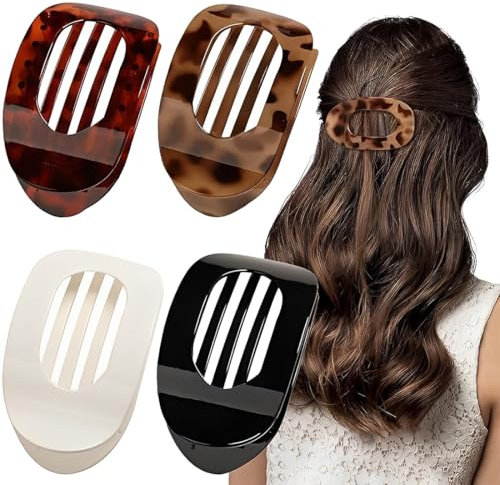 4 Pièces Grosse Pinces Cheveux Femmes,Barrette Cheveux Plates, Léger & Anti-Dérapant, Pince à Cheveux pour Cheveux Épais & Fins, Élégantes Hair Clip pour Tous les Jours, Sport, Conduite