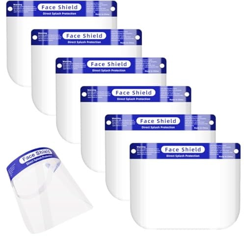 6 Pcs Visiera Protettiva Professionale Antiappannamento, Paraschizzi, Visiera Protettiva da lavoro, Visiera Decespugliatore, di Visiere Protettive Integrali in Trasparenti Regolabili
