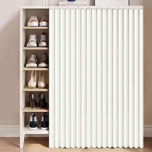 LKPMGOA Kurzer Schrankvorhang, Selbstklebender Geräuschloser Schrank Vorhang zum Schieben, Faltbarer Vorhang Schrank für Badezimmer und Regale(White,100 * 80cm/39 * 31in)