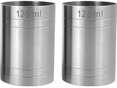 Chabrias Ltd 2 Pack 125ml Premium Stainless Steel Silver Thimble Measure Barware Professional Spirit Measuring Cups, Home Bars, Cocktail Stations & Bartenders, CE Marked