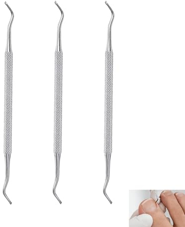 3 Stück Eckenheber Fußpflege, Fußpflegeinstrument, Profi Eckenheber für Fußnägel Edelstahl, Doppelseitiger Abheber für Pediküre, Maniküre, Nagelpflege, Eingewachsene Zehennägel Entfernen, 12.8 cm