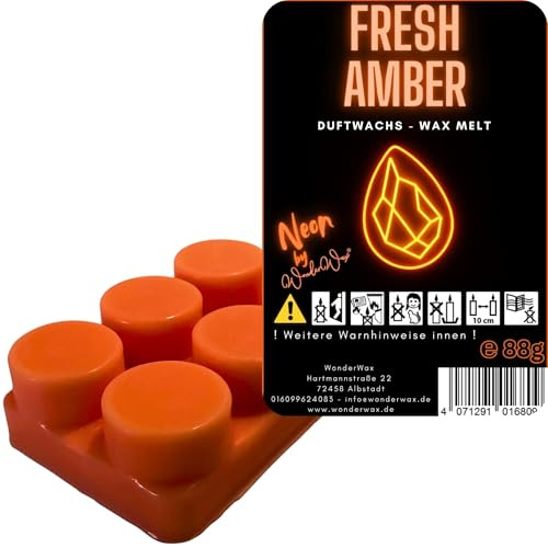 WonderWax Neon Duftriegel 6 x Duftwachs Kreise Wachsmelt Duftwachs Raumduft für Duftlampen Soja Wachs Melts Duftmelt Aroma Wellnes Kerzen Wärmer Wax Tarts Fresh Amber
