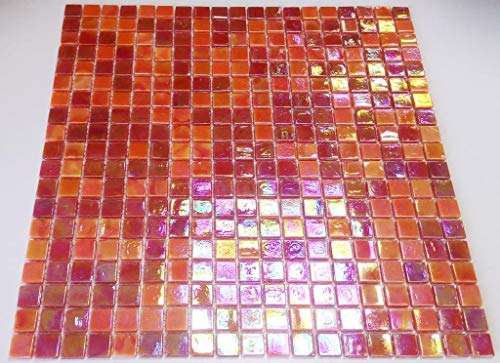 Mosaik Fliese Glas rot für BODEN WAND BAD WC DUSCHE KÜCHE FLIESENSPIEGEL THEKENVERKLEIDUNG BADEWANNENVERKLEIDUNG Mosaikmatte Mosaikplatte