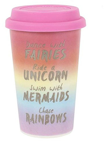 Rainbow Metallic Thermal Travel Mug, Ceramic, Insulated Rubber Lid, H:13.50 x W:8.70 x D:11.30
