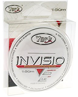 YORK Invisio Angelschnur 150m Spule 0,14mm-0,40mm Monofile Schnur Fluorocarbon beschichtet (0,02€/m) (0,40mm/27kg)