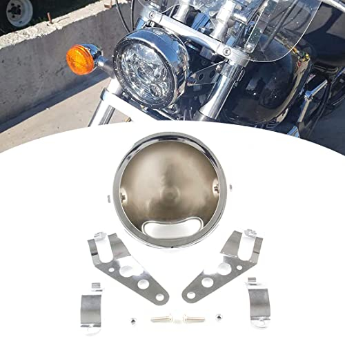 SKUNTUGUANG 5 3/4 5,75 Zoll LED-Scheinwerfer Daymaker Housing Bracket Eimer für Motorrad, Silber