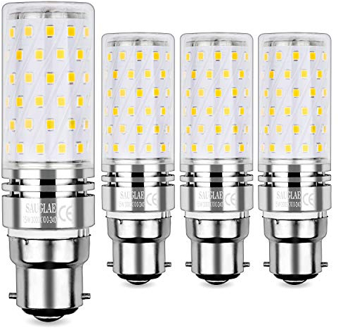 SAUGLAE B22 Led Mais Leuchtmittel 15W, Entspricht 120W Glühbirnen, 3000K Warmweiß, 1700lm, Bajonett Kappe Led Birne, 4-Pack