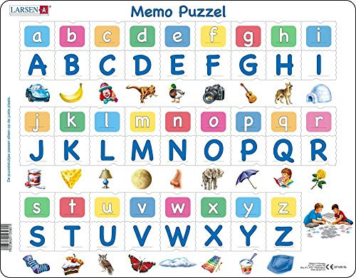 Larsen GP426 MemoPuzzle: Das Alphabet mit 26 Groß- und Kleinbuchstaben, Niederländisch Ausgabe, Rahmenpuzzle mit 52 Teilen